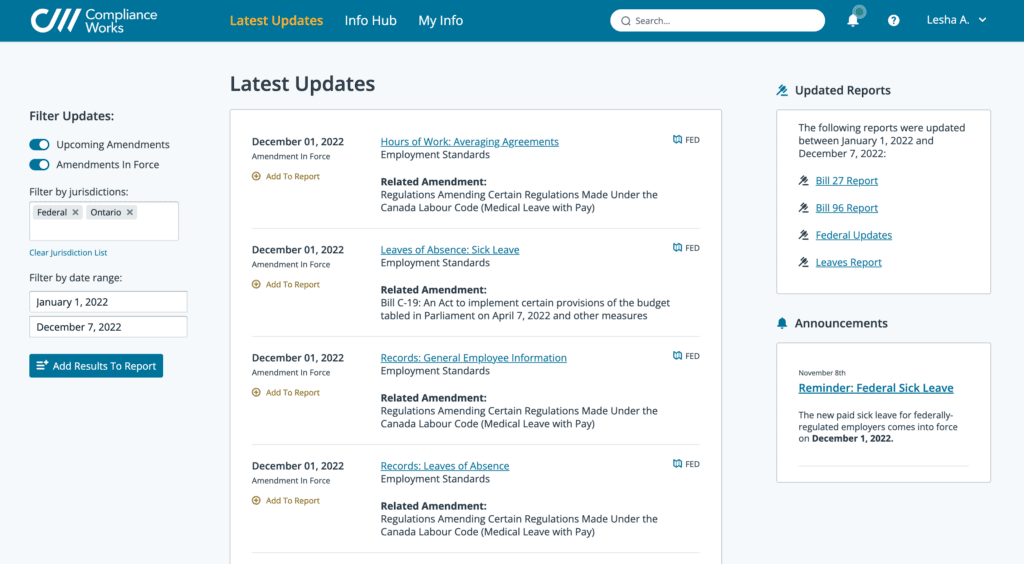 Compliance Latest Updates for completing year in review 2022.