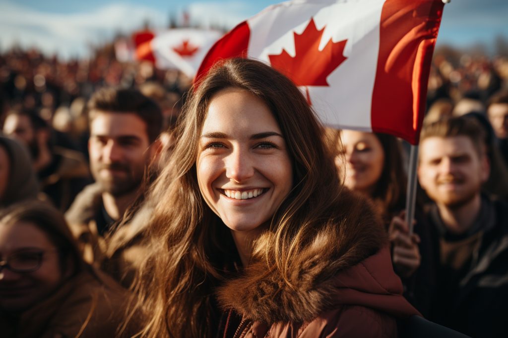 Woman excited about Canadian HR compliance